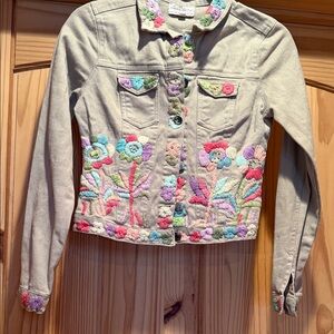 Floral Embroidered Jean Jacket